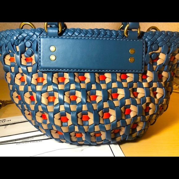 SOLD- COACH Woven Tote 16 Lake Multicolor - Picture 11 of 12